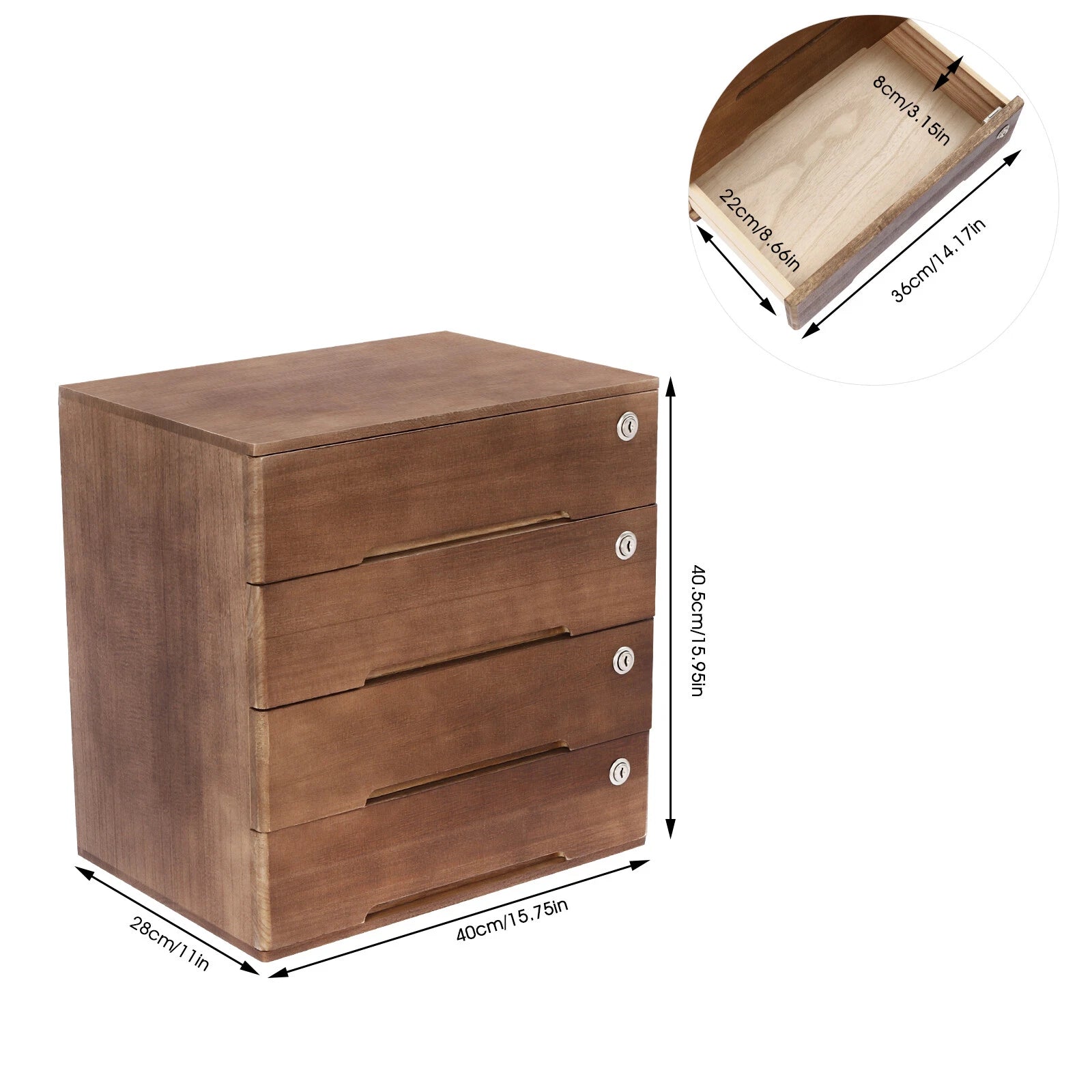 4 Layers Vintage Jewelry Organizer Wooden File Storage Box with Lockable Drawers | eBay