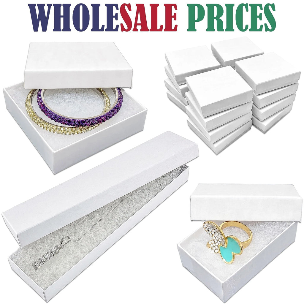 BULK Cardboard Kraft Paper JEWELRY GIFT BOXES Cotton Filled WHITE - for Shipping | eBay