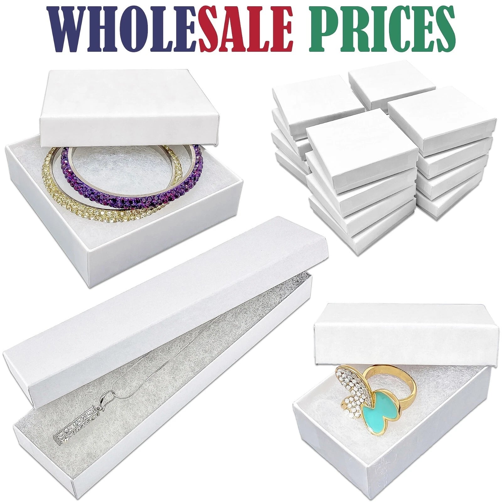 BULK Cardboard Kraft Paper JEWELRY GIFT BOXES Cotton Filled WHITE - for Shipping | eBay