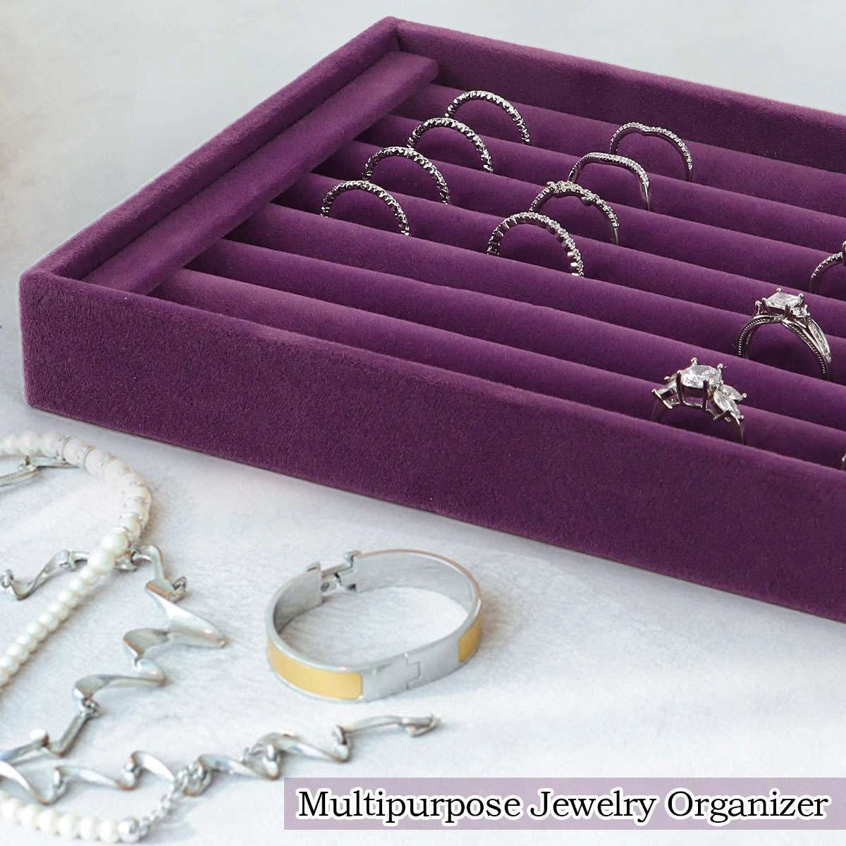 2× Velvet Jewelry Ring Display Organizer Case Earring Storage Box Tray Holder US | eBay