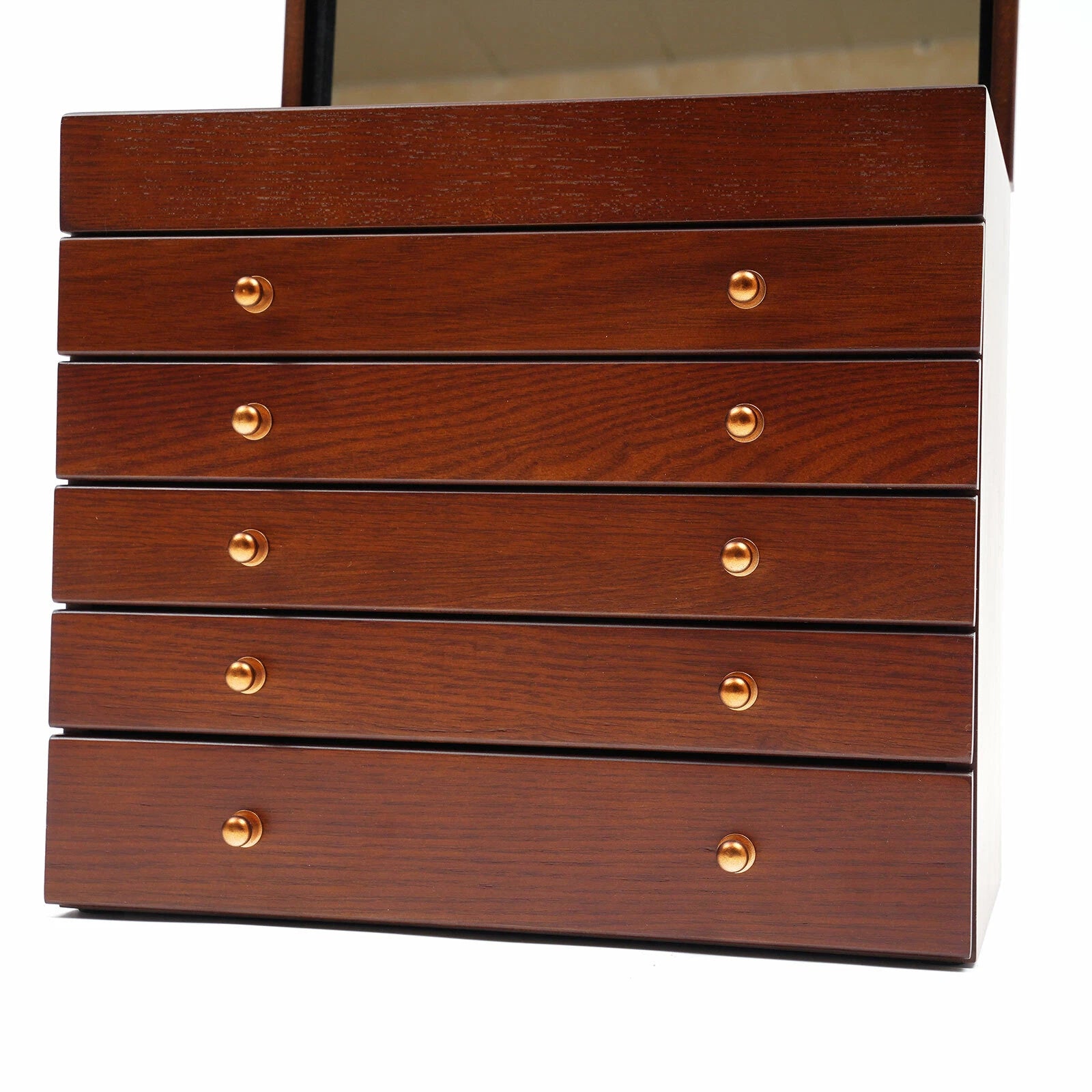 6 Layers Wooden Jewelry Case Necklace Watches Storage Box With Mirror Women | eBay