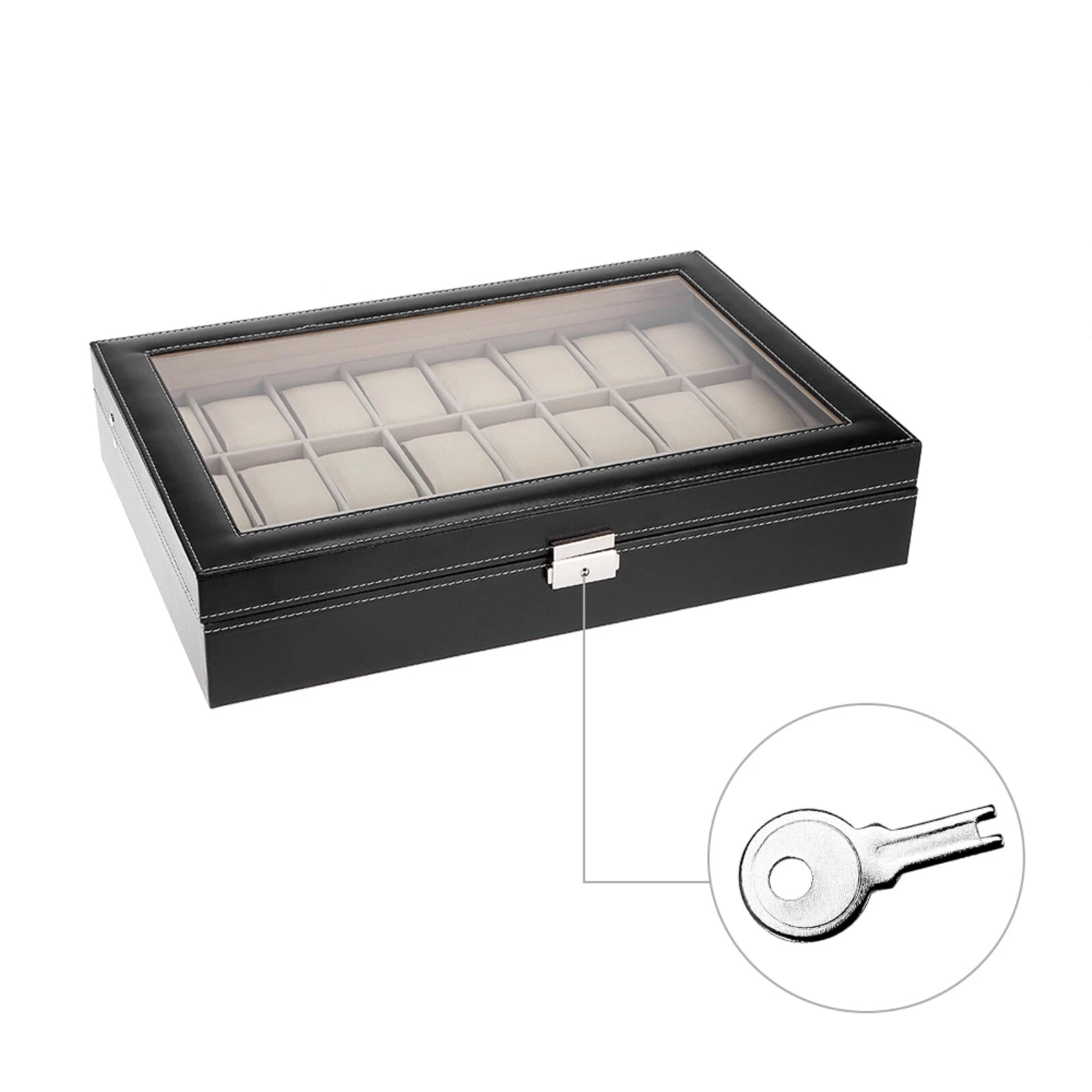 Watch Box Case Organizer Watches Holder Jewelry Storage Top Glass Display Gift | eBay