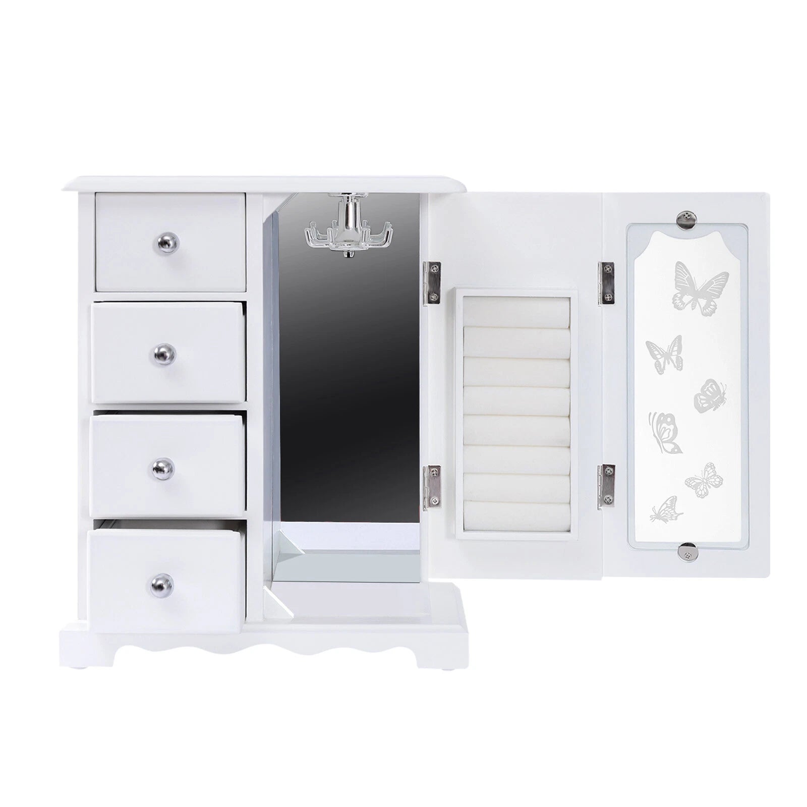 Jewelry Box Organizer Case Wooden with 4 Drawers Gift for Girls or Women White | eBay