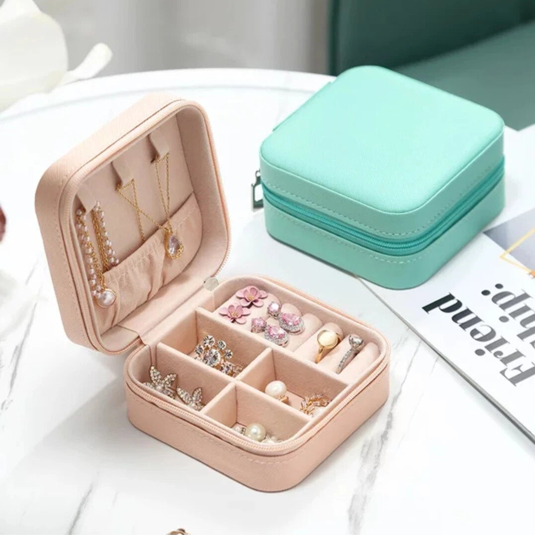 Portable Jewelry Box Organizer PU Leather Jewelry Ornaments Case Travel Storage | eBay