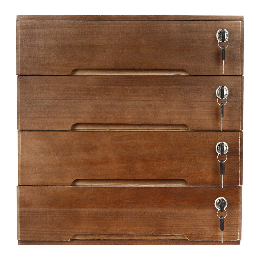 4 Layers Vintage Jewelry Organizer Wooden File Storage Box with Lockable Drawers | eBay