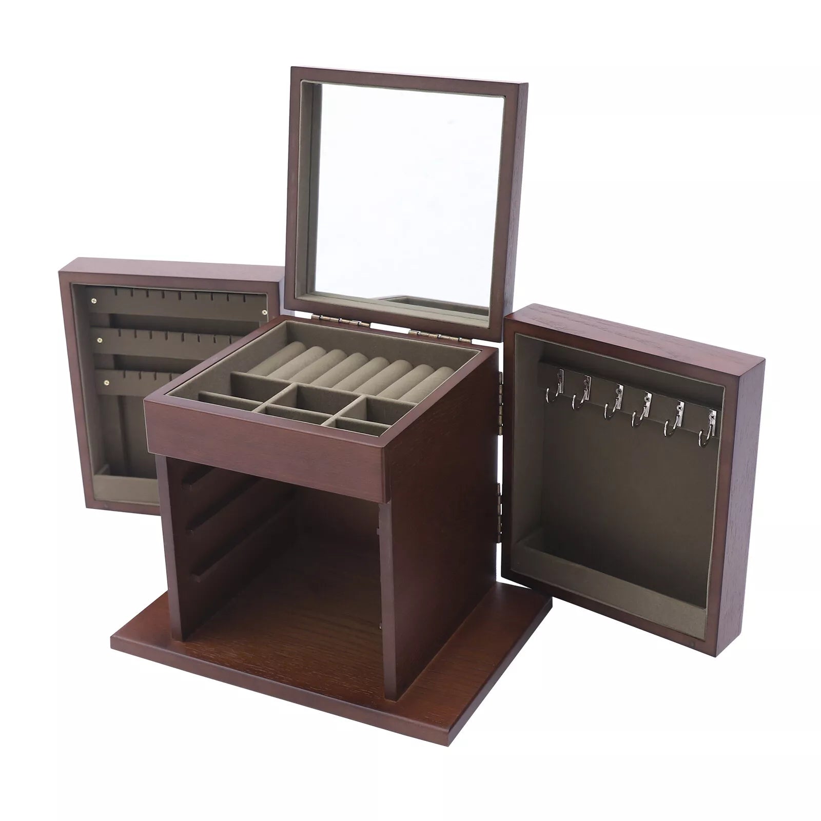 5 Layers Case Vintage Large Jewelry Organizer Wooden Storage Box w/ 4 Drawers | eBay